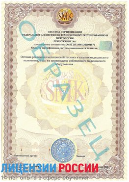 Образец сертификата соответствия (приложение) Котельники Сертификат ISO 13485